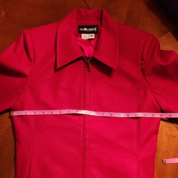 Sag Harbor 100% Wool Vintage Zip Up Lightweight Jacket, 6 Petite, Red - Picture 4 of 8